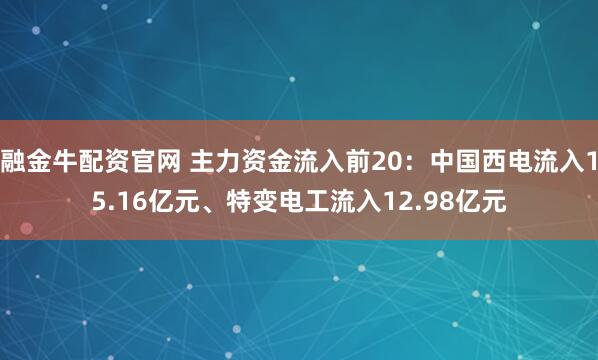 融金牛配资官网 主力资金流入前20：中国西电流入15.16亿元、特变电工流入12.98亿元